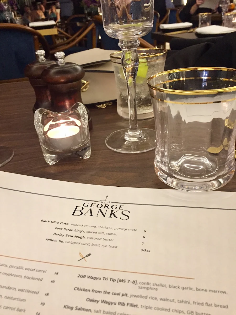 Menu, George Banks Rooftop Bar & Bistro