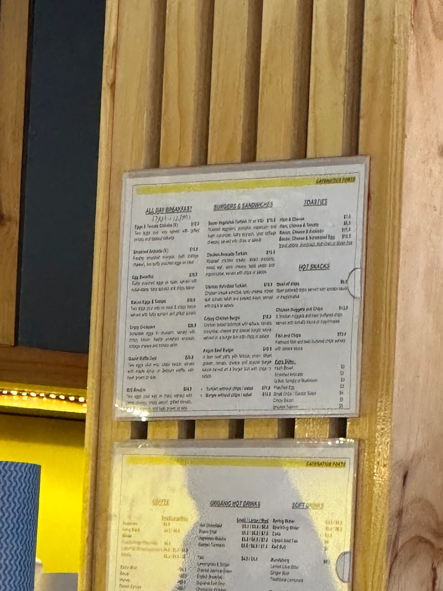 Menu, Cafenatics Forte