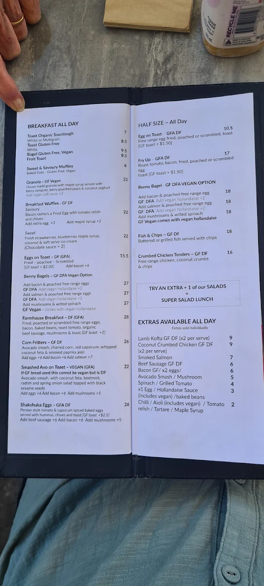Menu, Canning River Cafe