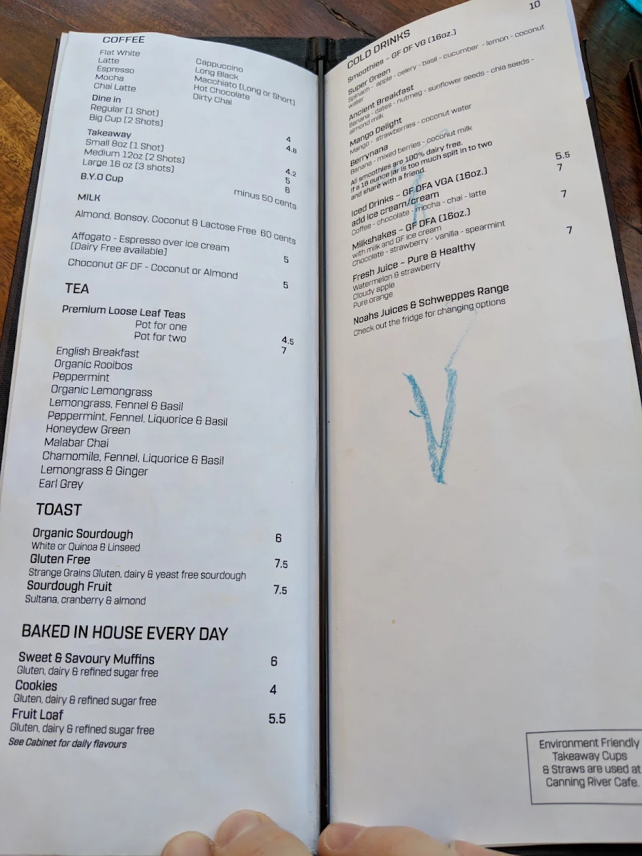 Menu, Canning River Cafe
