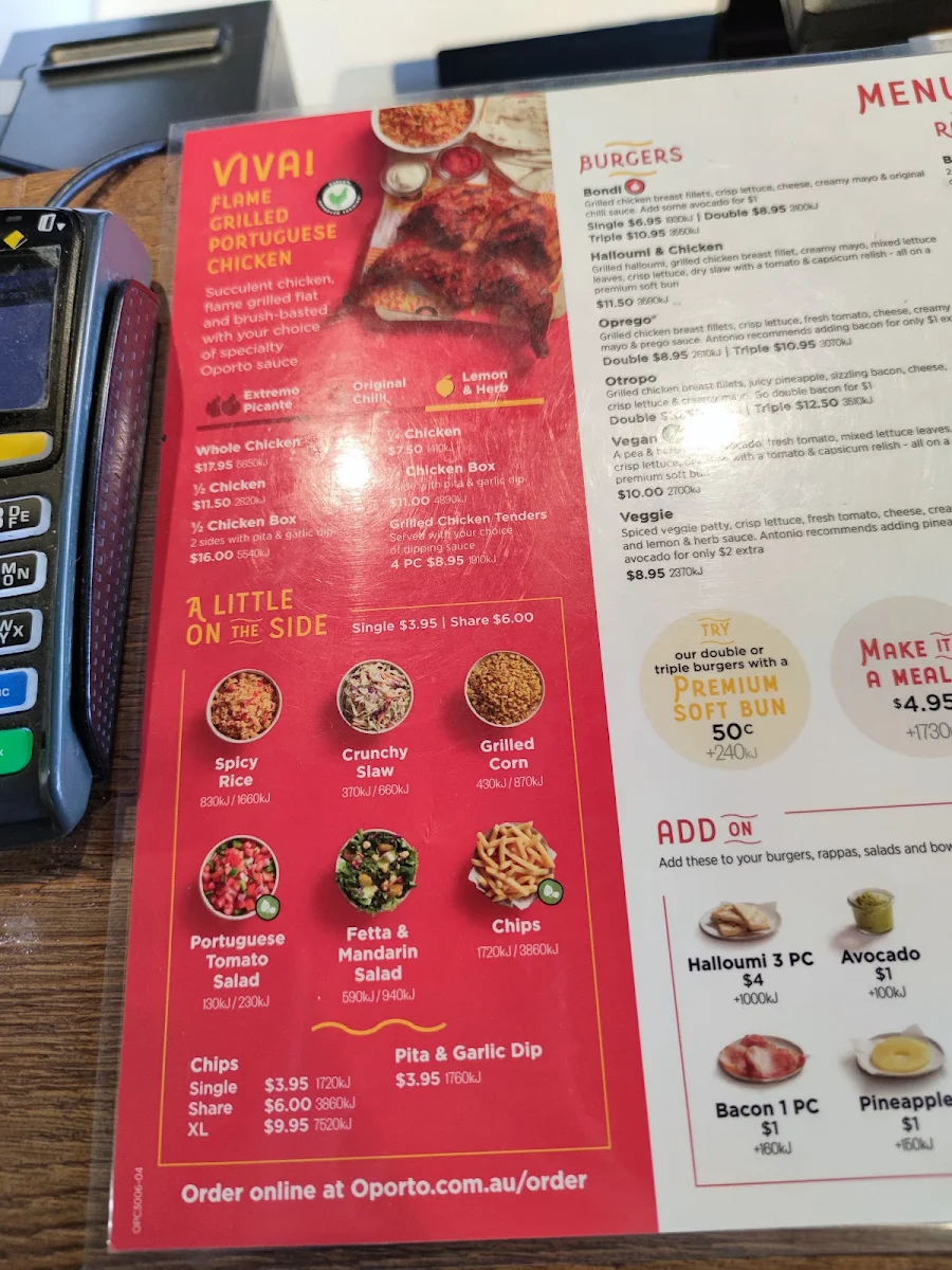 Menu, Oporto Auburn Redyard Drive Thru