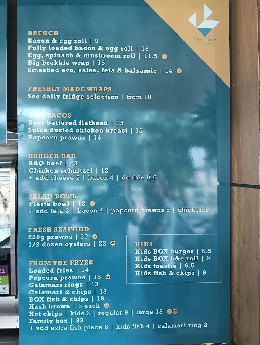 Menu, The BOX on the Water