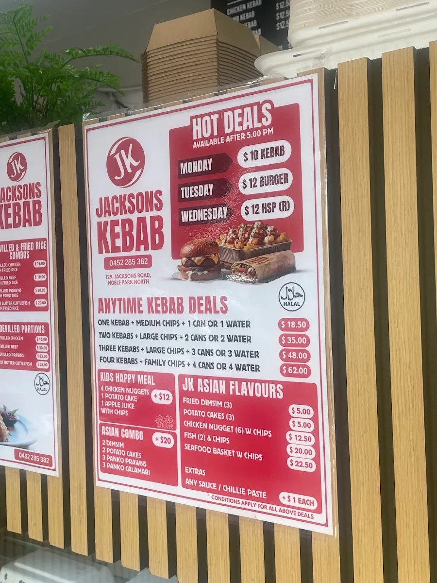 Menu, Jacksons Kebab