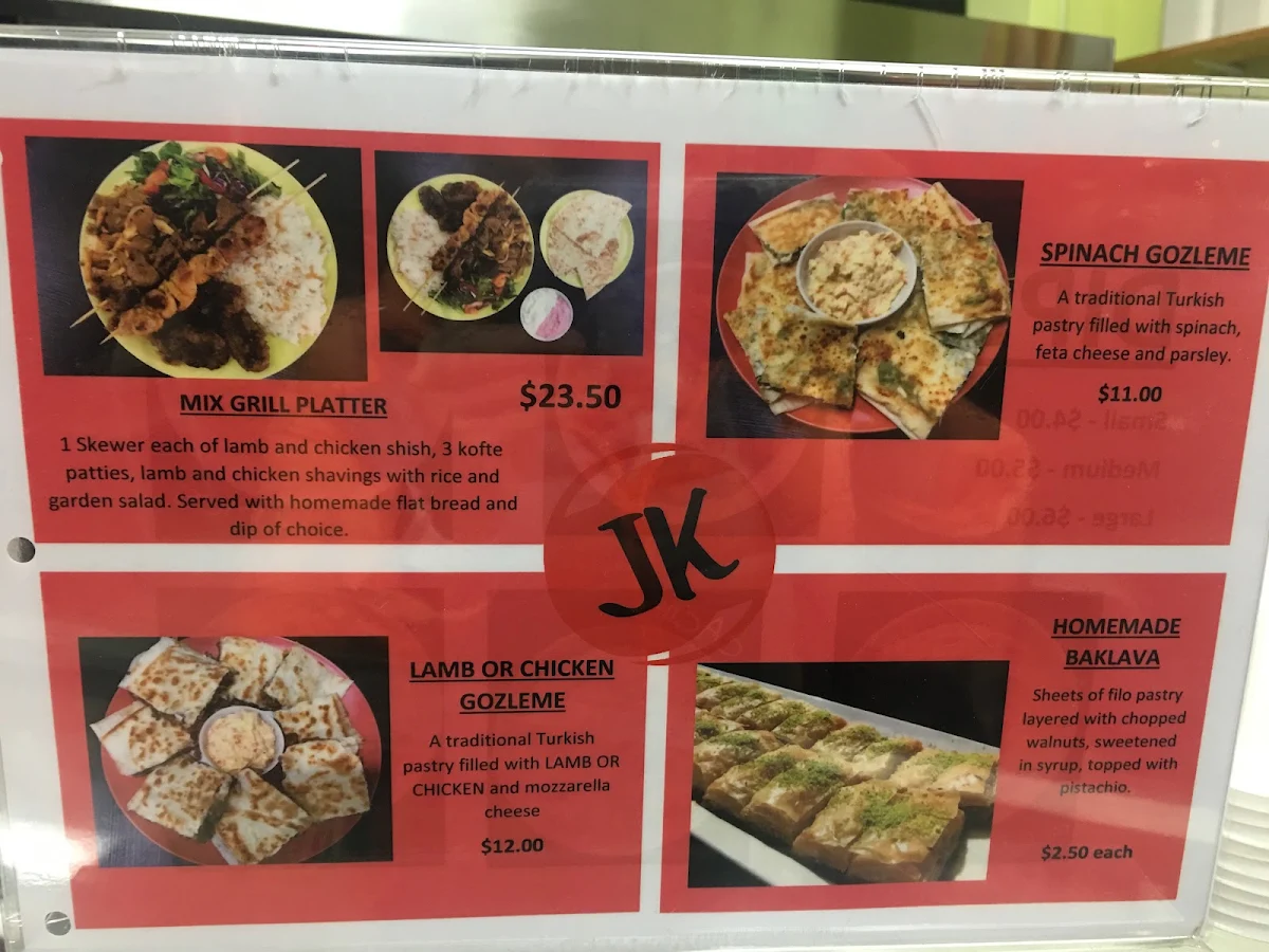 Menu, Jacksons Kebab
