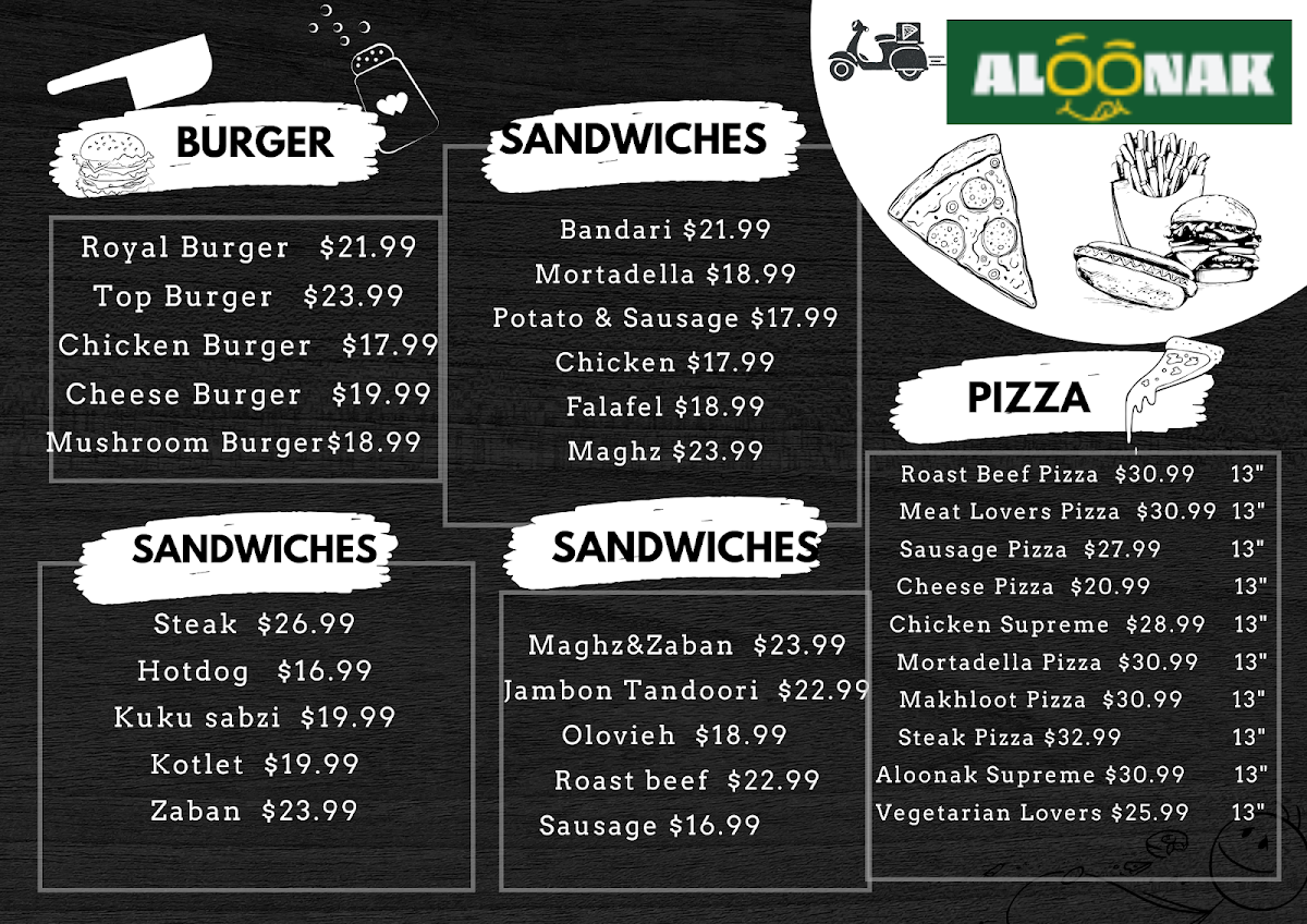 Menu, Aloonak