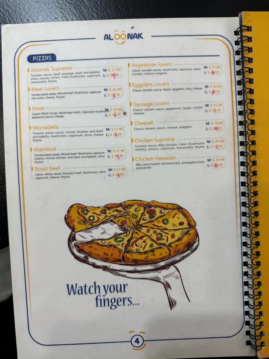 Menu, Aloonak