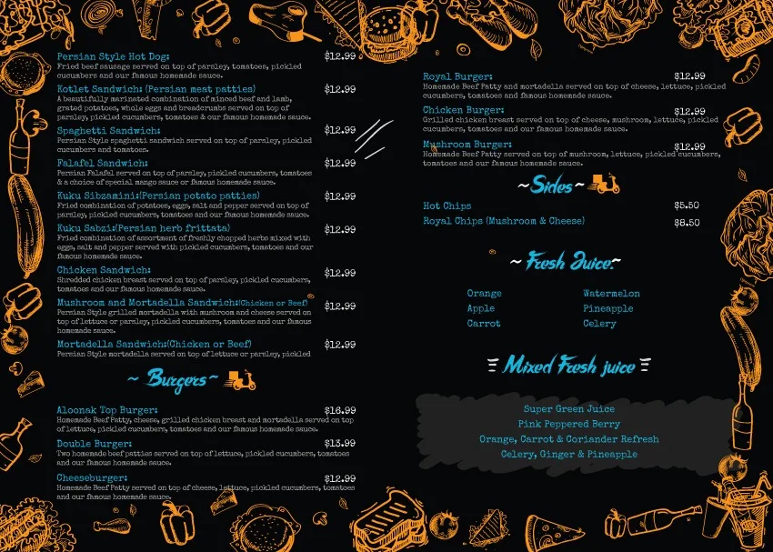 Menu, Aloonak