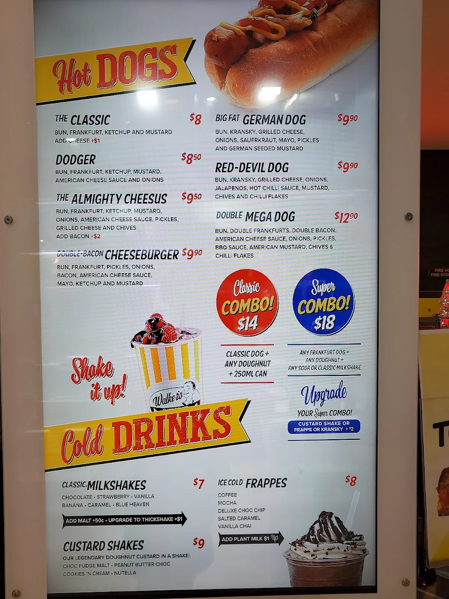 Menu, Walker's Doughnuts Southland