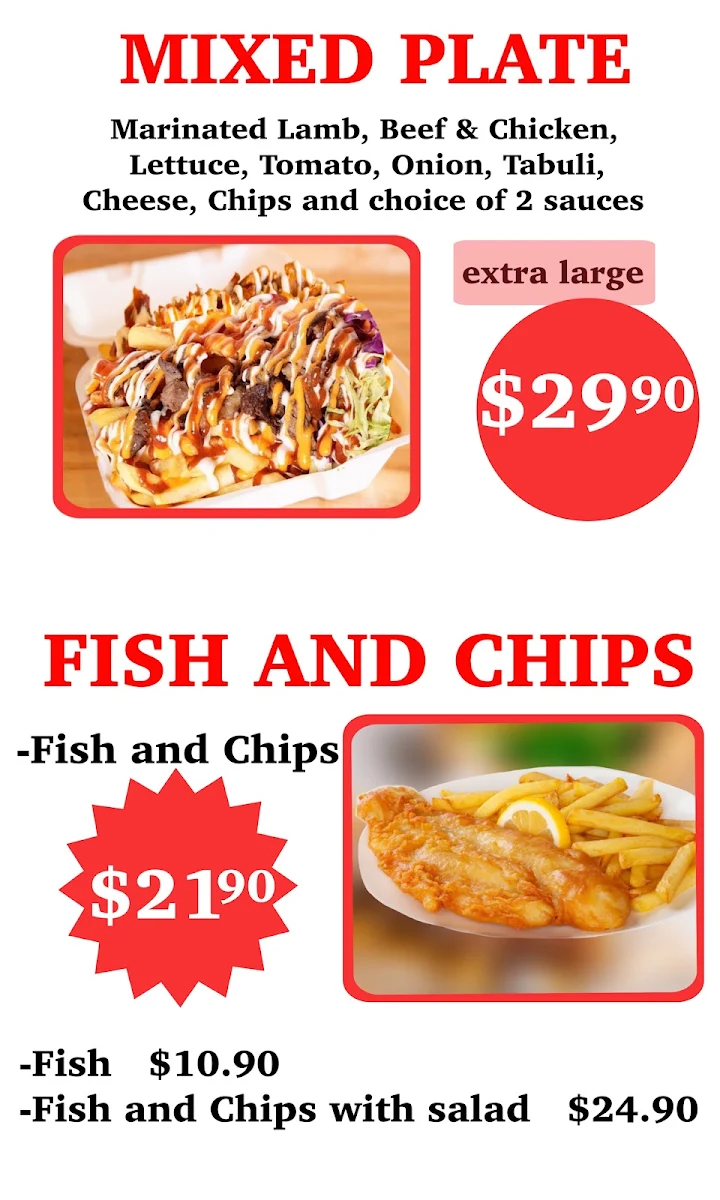 Menu, POTAMIA Kebab House