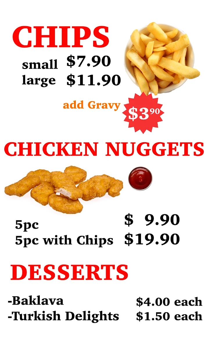 Menu, POTAMIA Kebab House