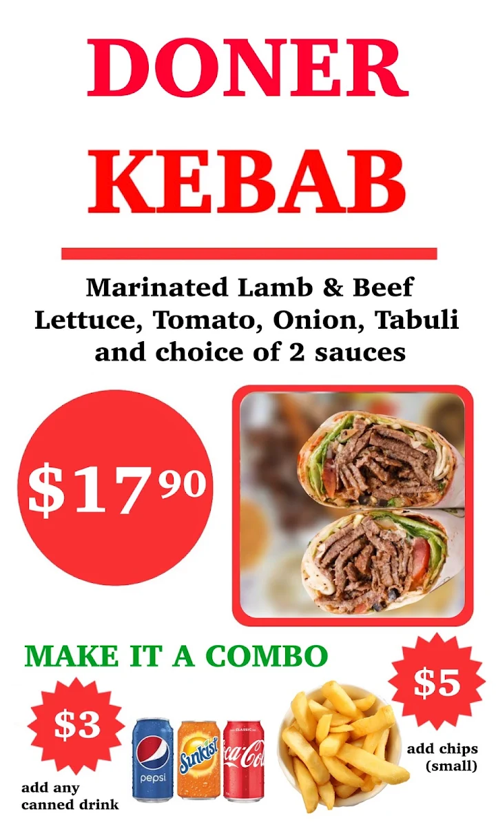 Menu, POTAMIA Kebab House