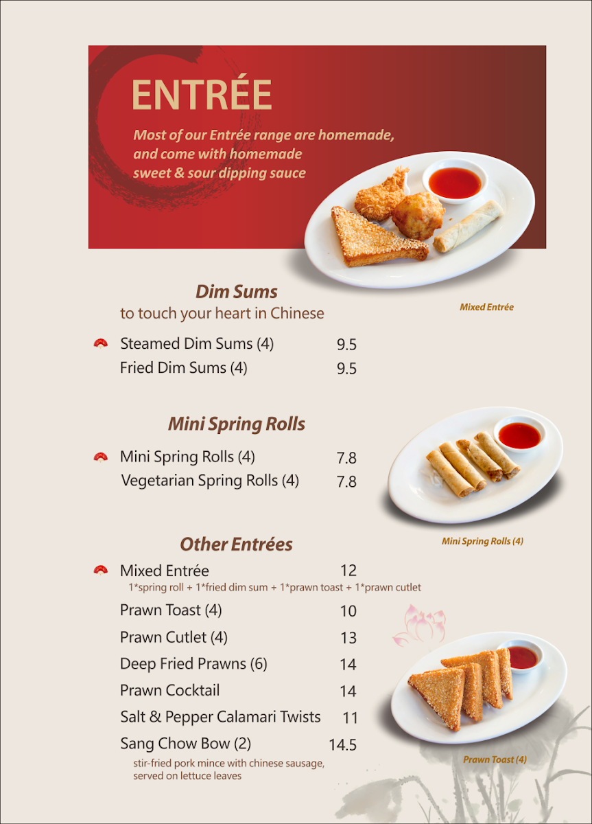 Menu, Albury Chinese Restaurant