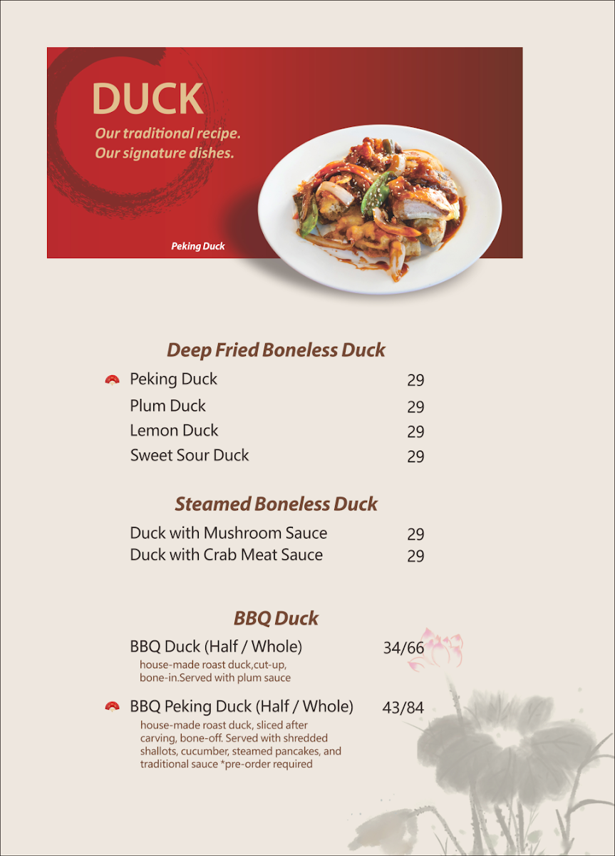 Menu, Albury Chinese Restaurant