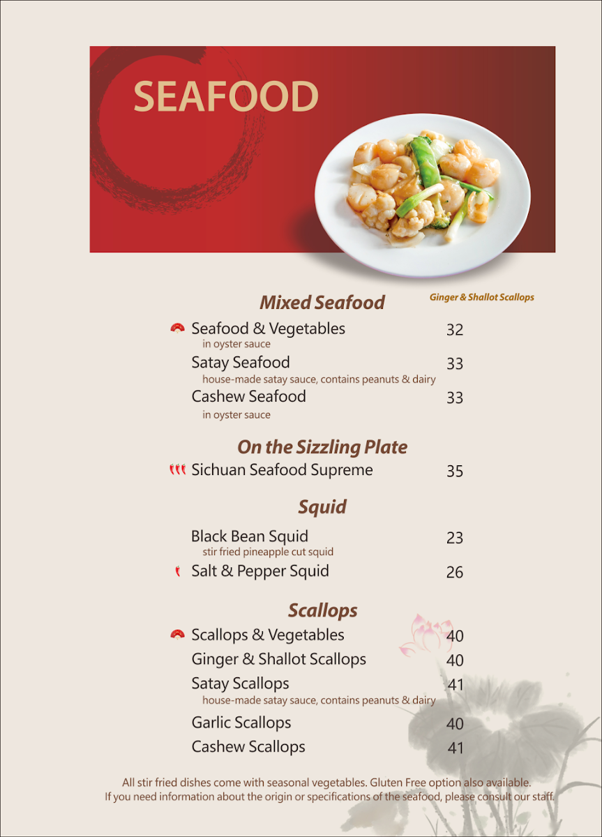 Menu, Albury Chinese Restaurant