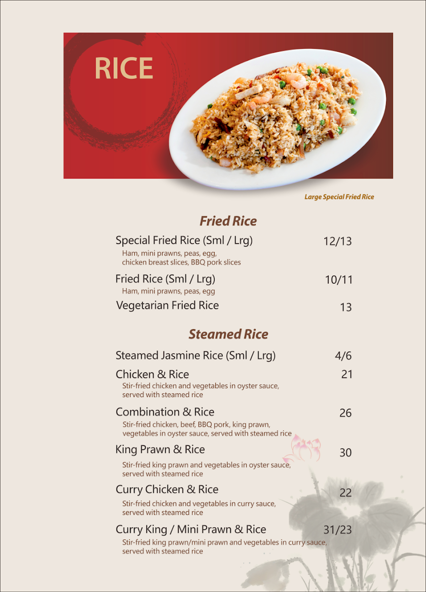 Menu, Albury Chinese Restaurant