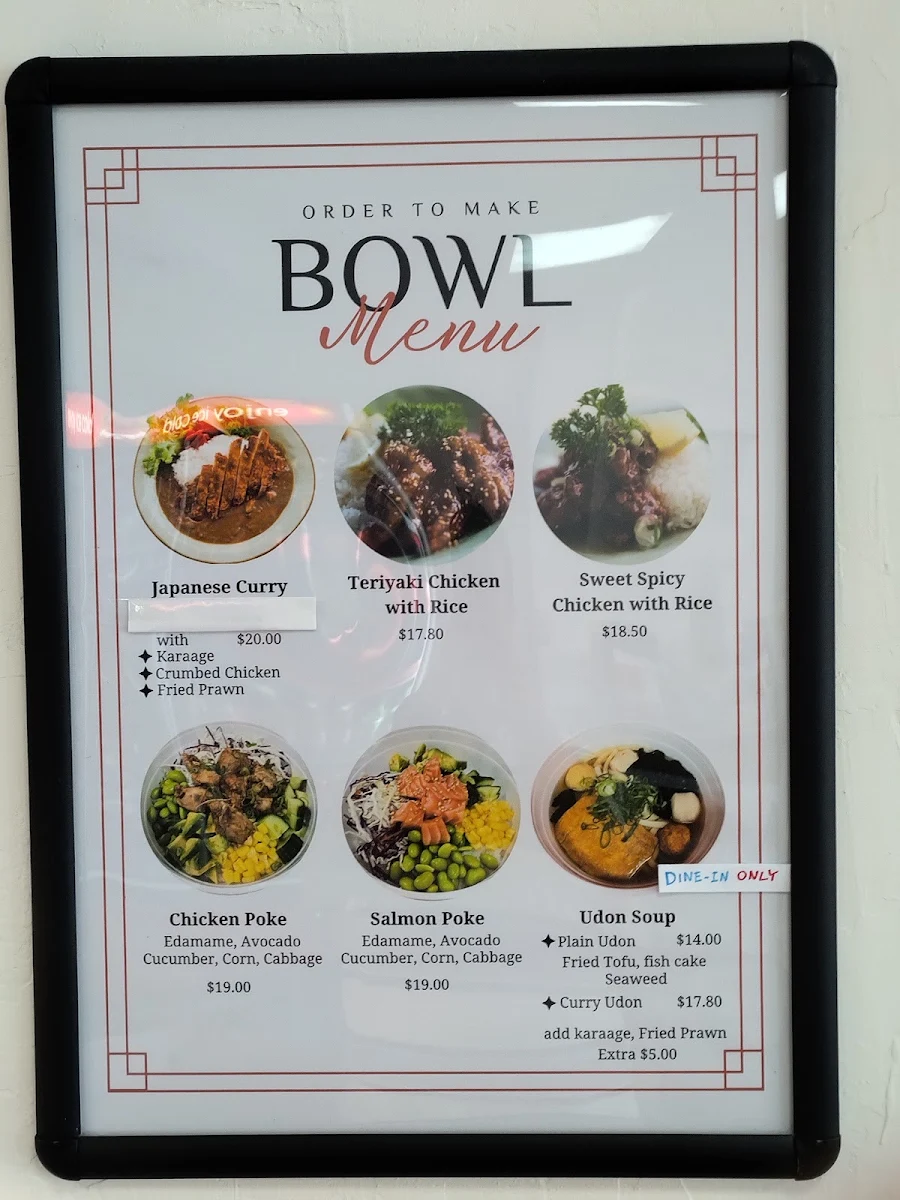 Menu, TOKIWA Sushi & Bowls