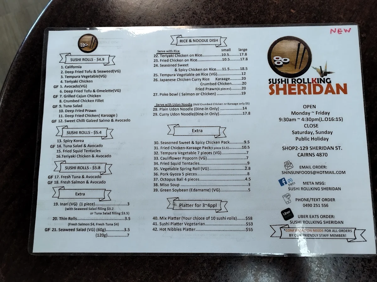 Menu, TOKIWA Sushi & Bowls