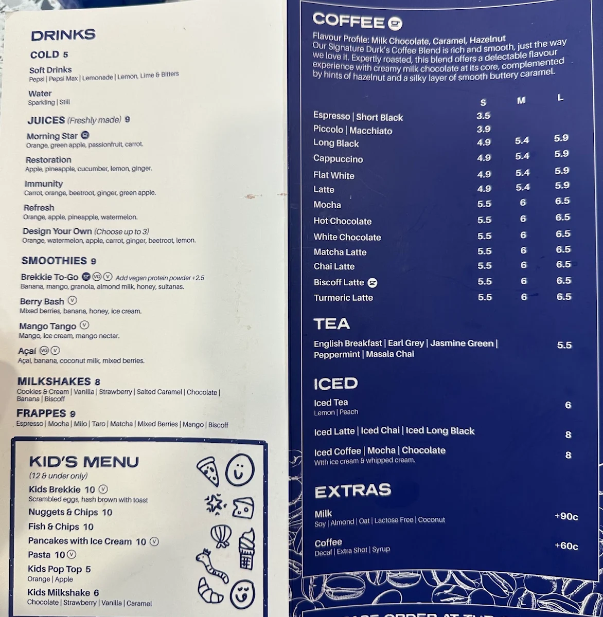 Menu, Durk's Cafe + Eatery Ropes Crossing