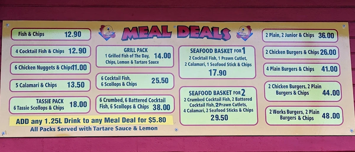Menu, Vinny’s Takeaway Georgetown