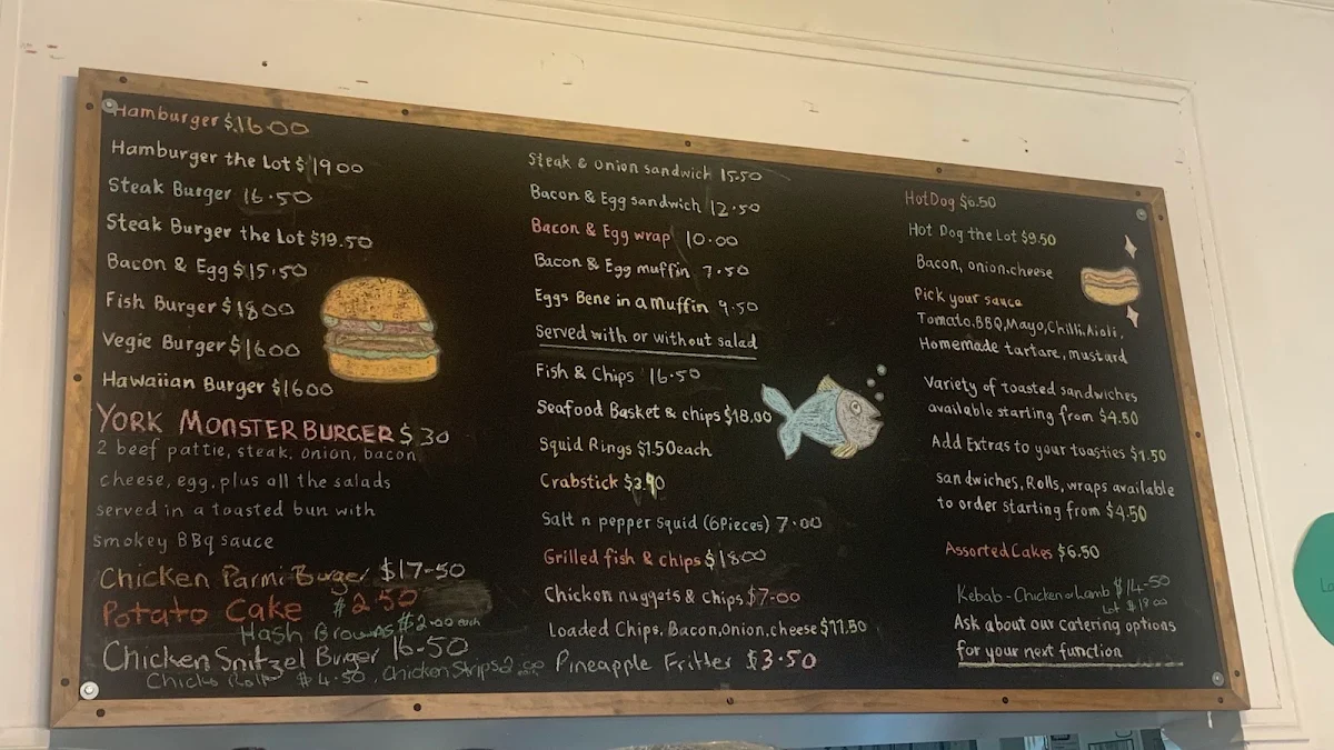 Menu, Settlers Cafe