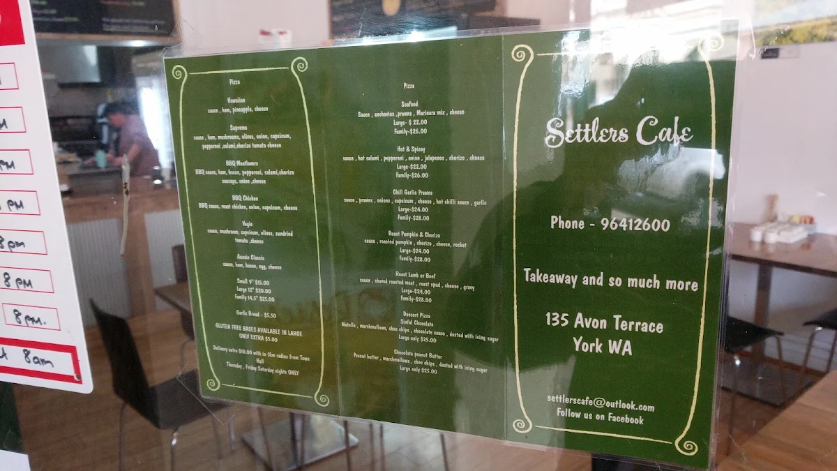 Menu, Settlers Cafe