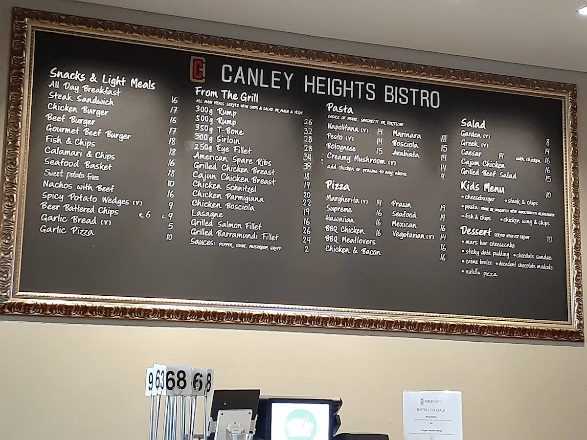 Menu, Canley Hotel