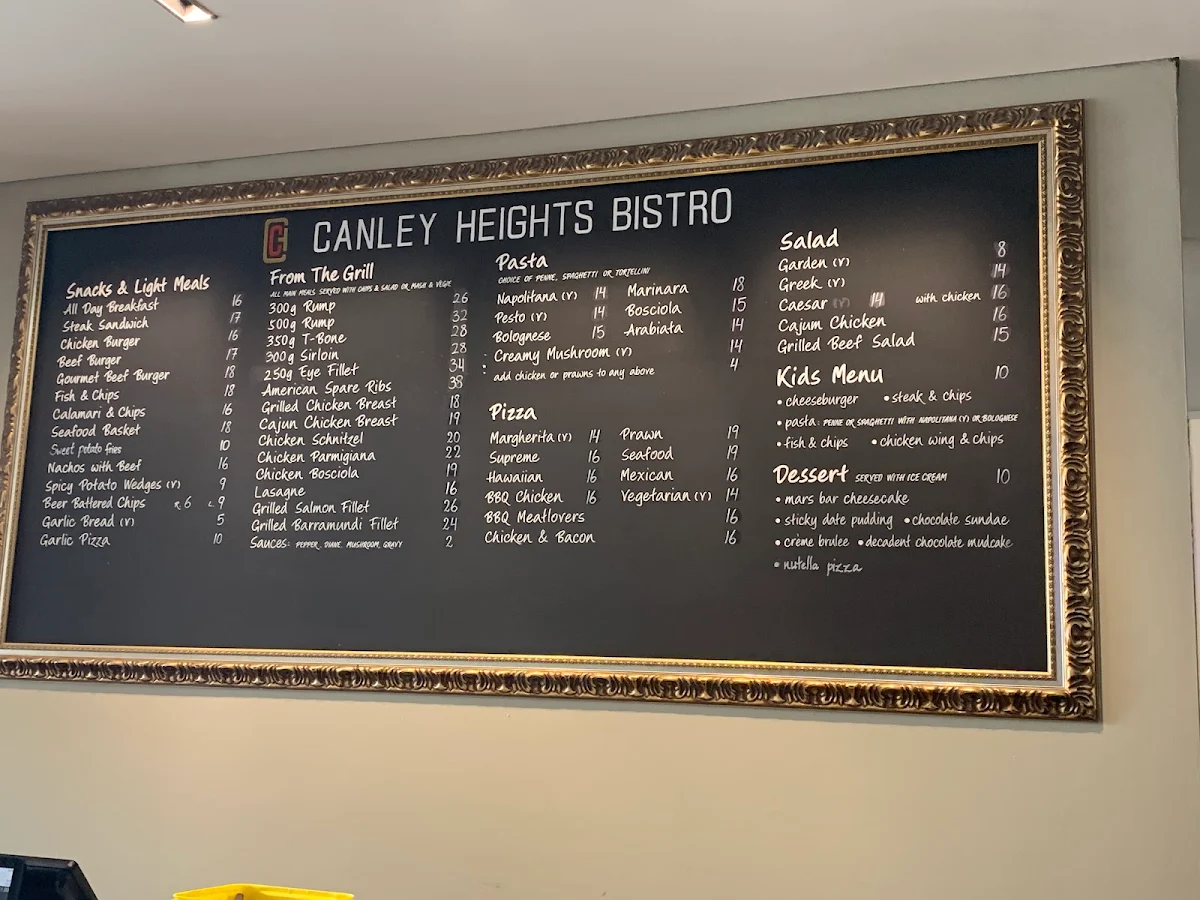 Menu, Canley Hotel