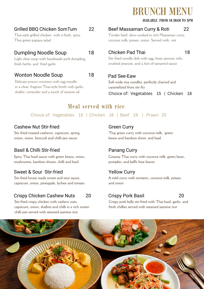 Menu, Tamrab Thai Taringa