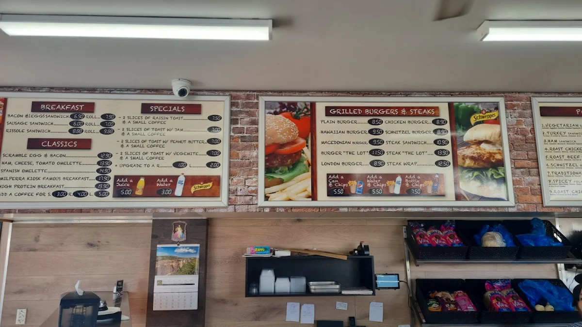 Menu, Milperra Kiosk Gourmet Foods