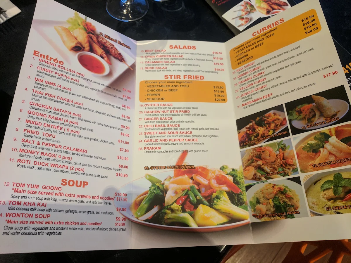 Menu, Thai Noodle House