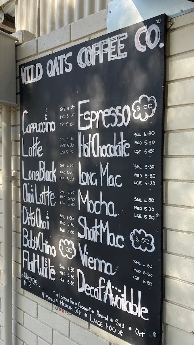 Menu, Wild Oats Coffee Co