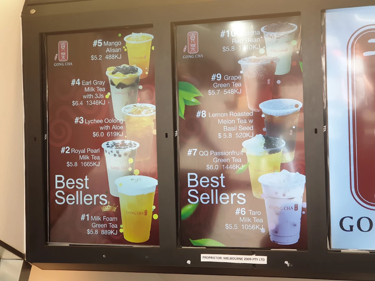 Menu, Gong Cha Elizabeth St
