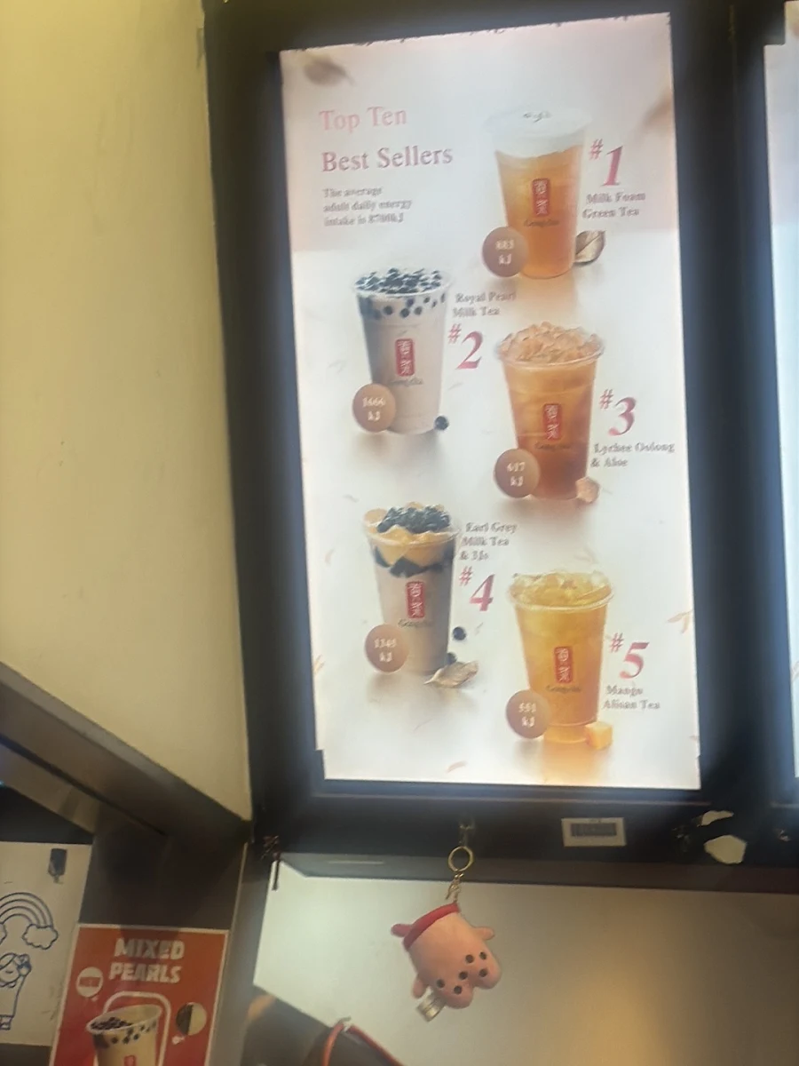 Menu, Gong Cha Elizabeth St