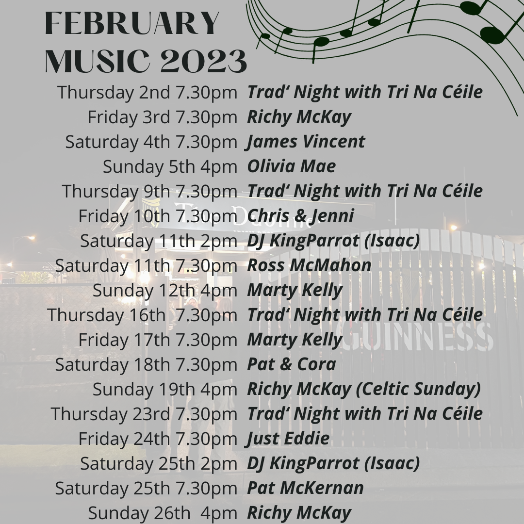Menu, The Dubliner in Mornington