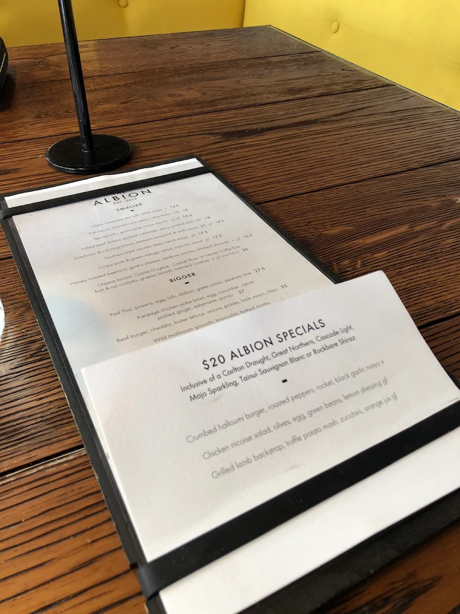 Menu, The Albion Rooftop