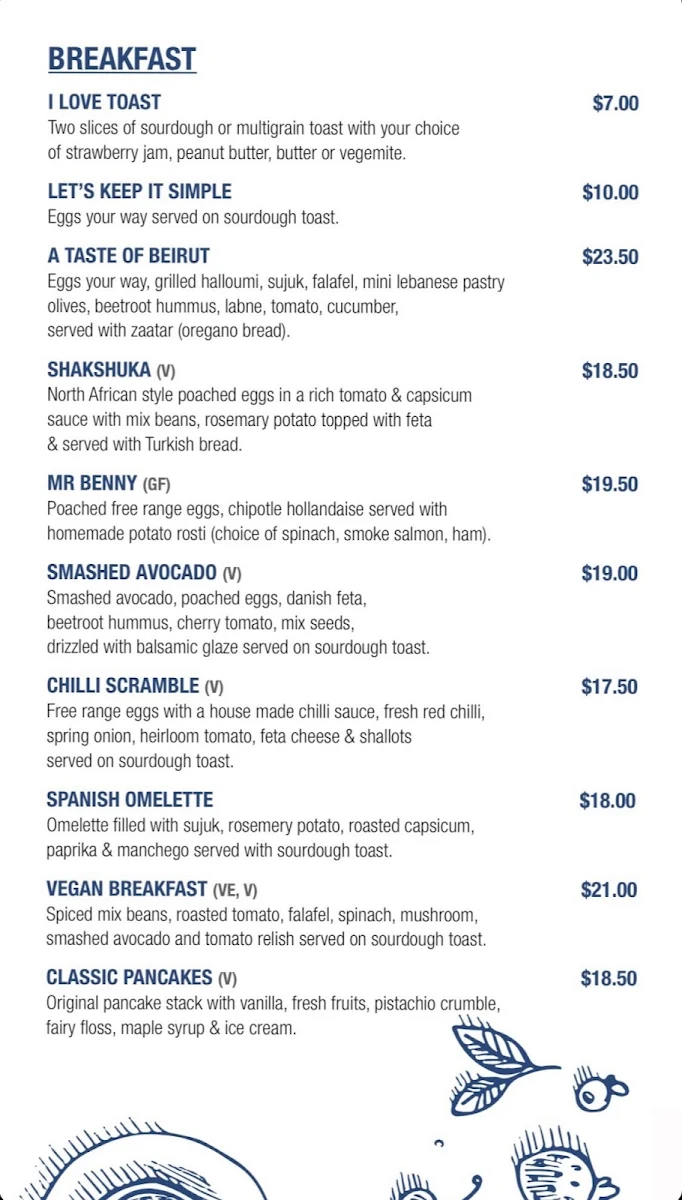 Menu, Culpa Espresso Aintree
