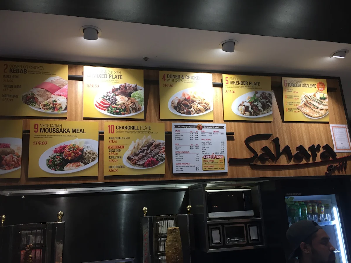 Menu, Sahara Grill