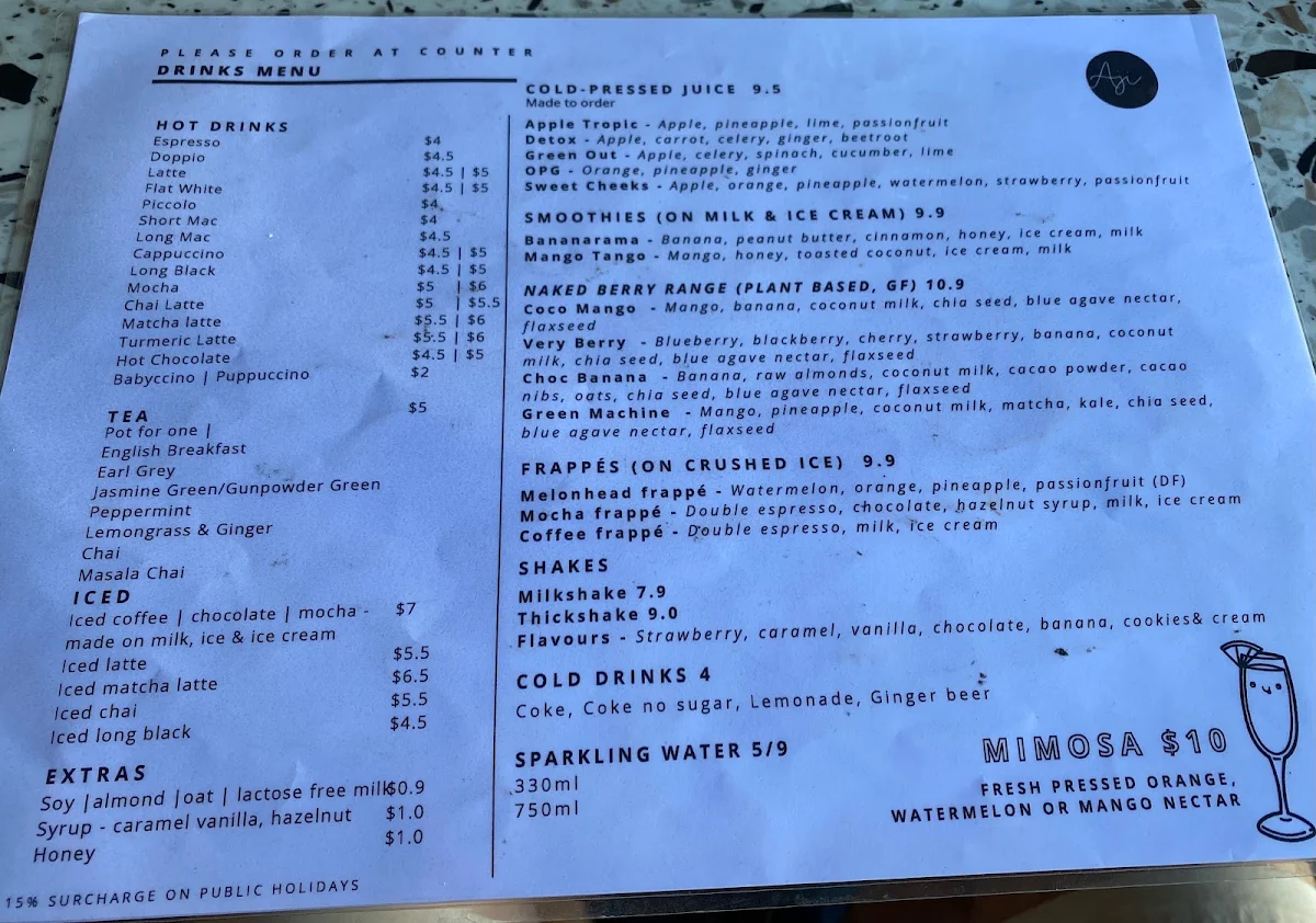 Menu, Aji Spice House