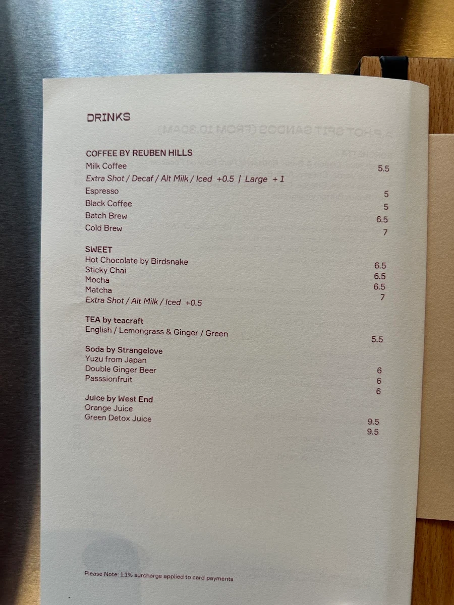 Menu, A.P Quay (A.P Bakery)
