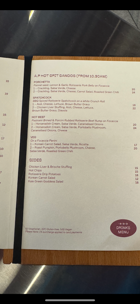 Menu, A.P Quay (A.P Bakery)