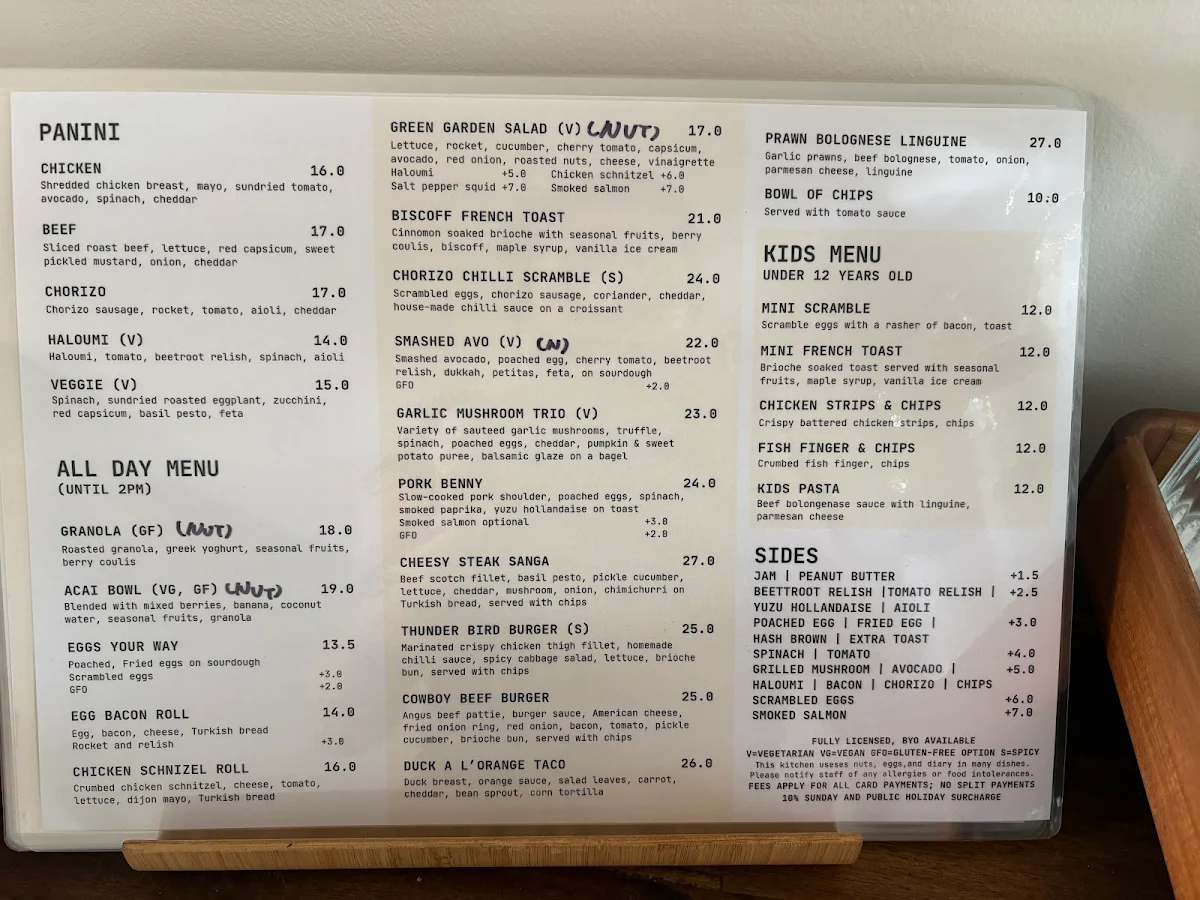 Menu, Rise and Grind 3133
