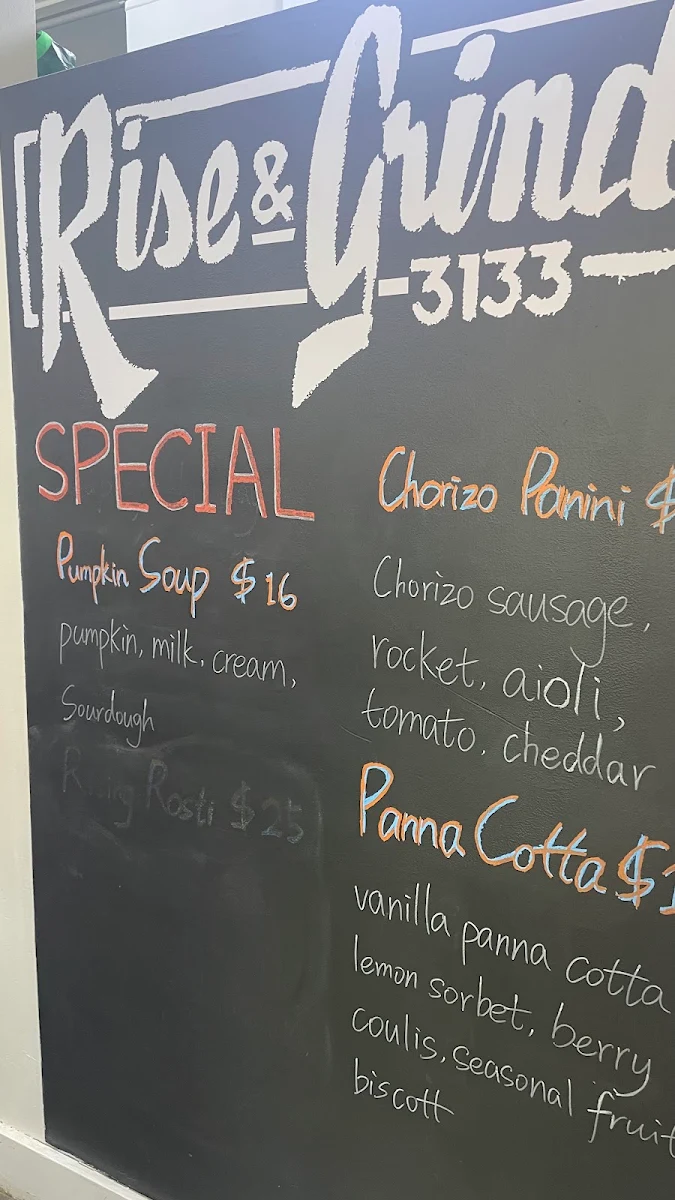 Menu, Rise and Grind 3133