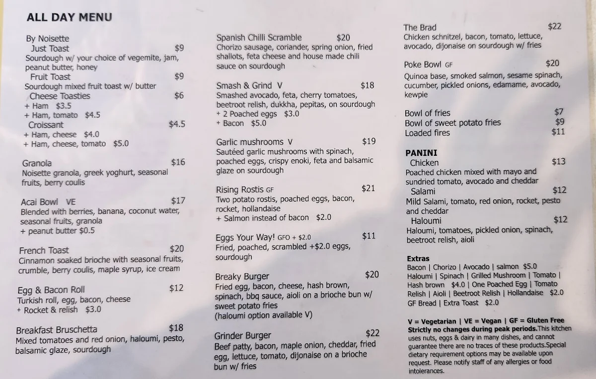 Menu, Rise and Grind 3133