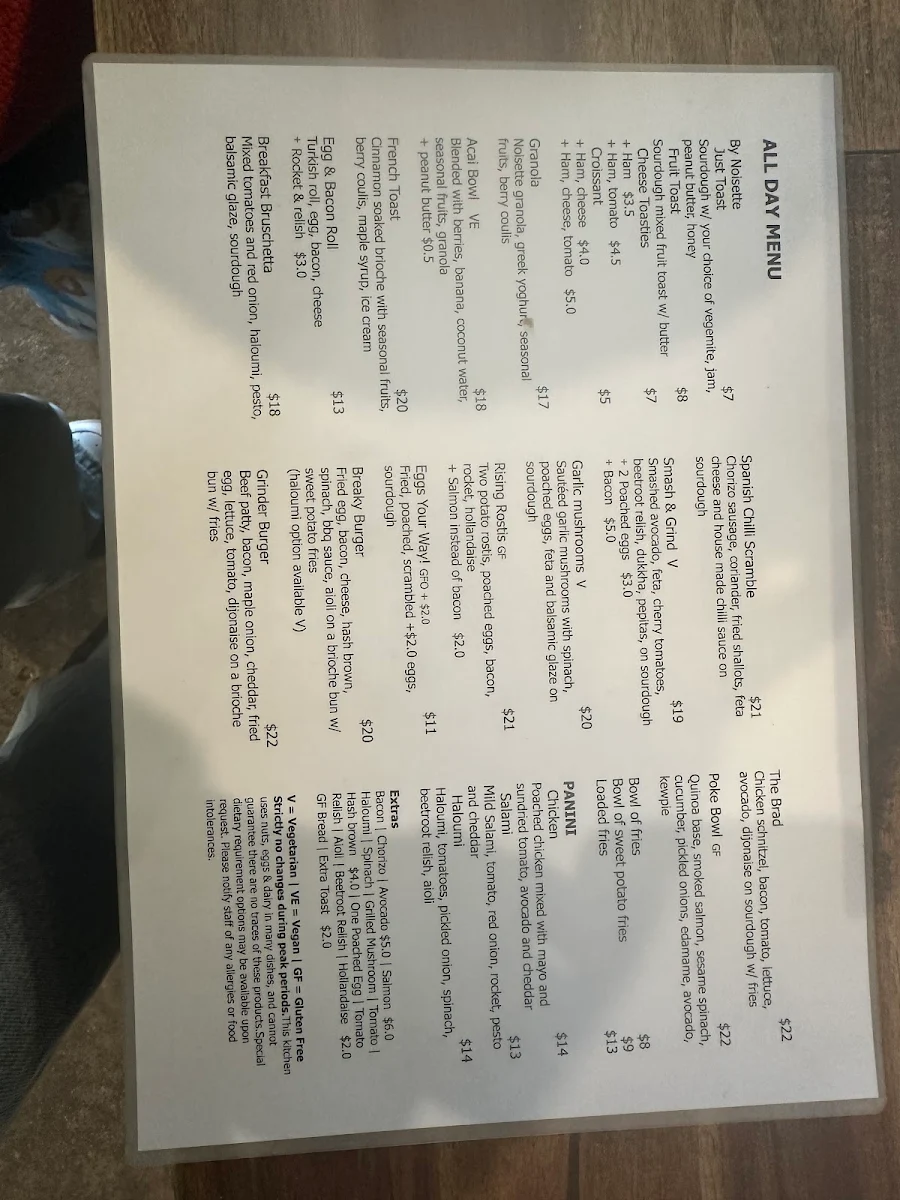 Menu, Rise and Grind 3133