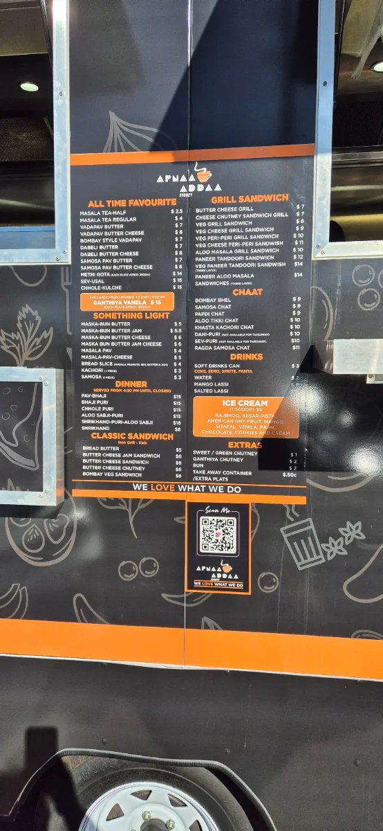 Menu, Apnaa Addaa Sydney