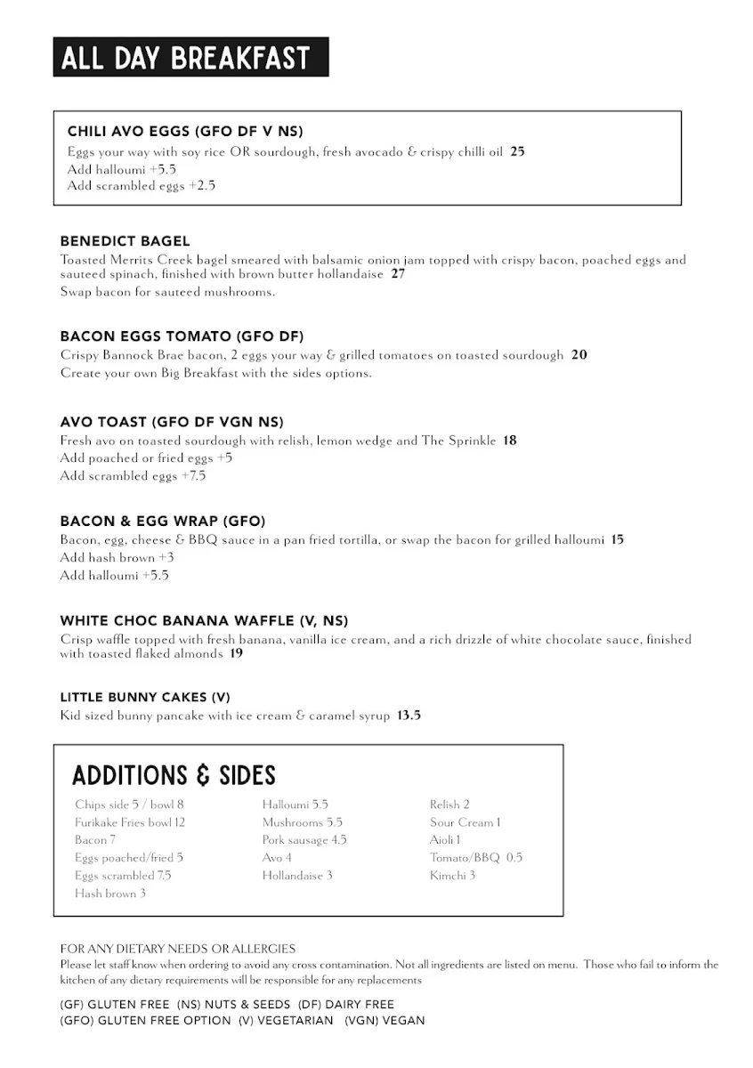 Menu, Relish Cafe & Catering
