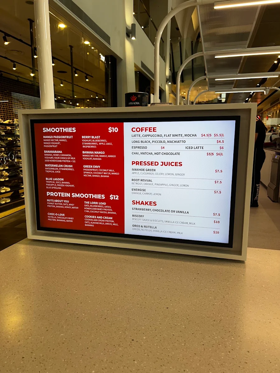 Menu, The Lorri Westfield Doncaster