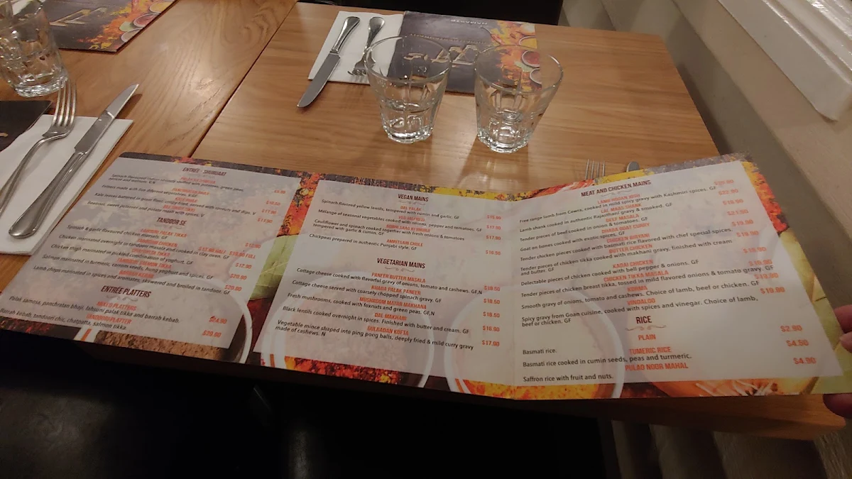 Menu, JJ's Indian Restaurant Kiama