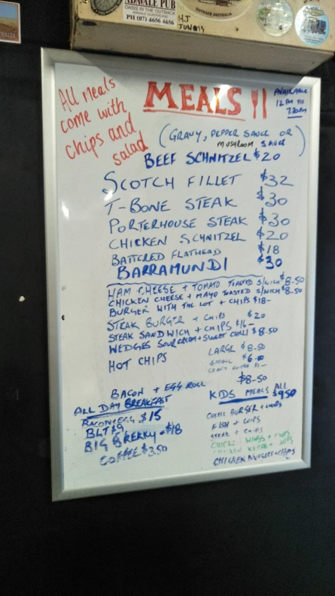 Menu, Transcontinental Hotel