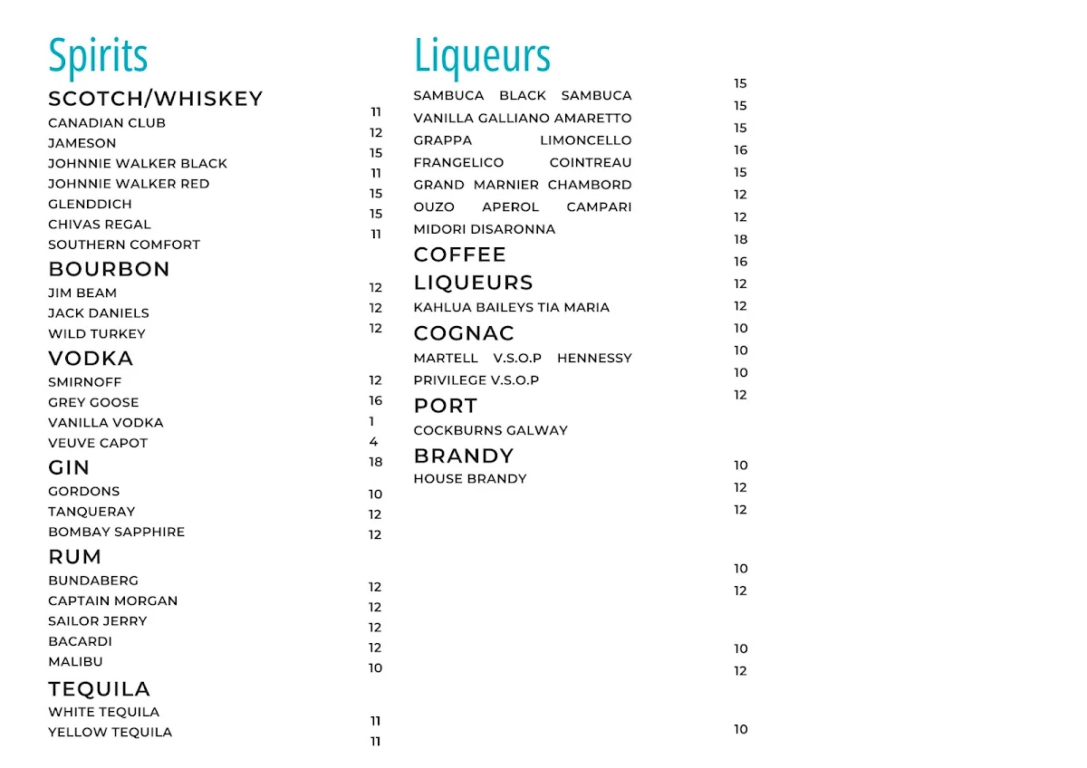 Menu, Dockside Restaurant & Bar